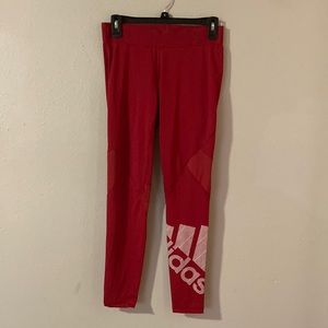 Red Adidas leggings, size Medium